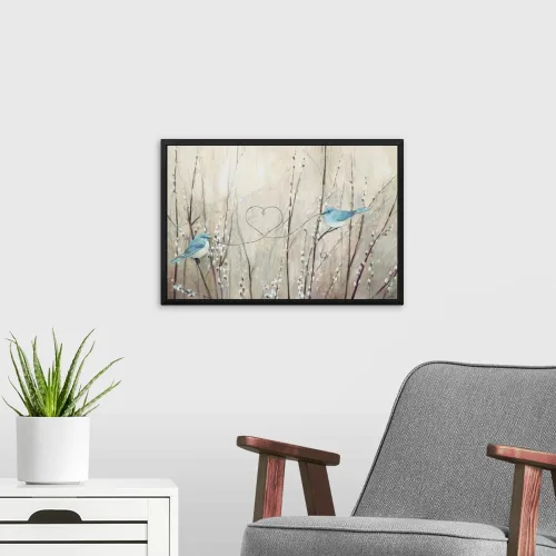 Vista 3 de CANVAS ON DEMAND Lienzo enmarcado con diseño de pájaros neutros de Julia Purinton, contemporáneo, decoración del hogar, animales, pájaros, 18 x 12