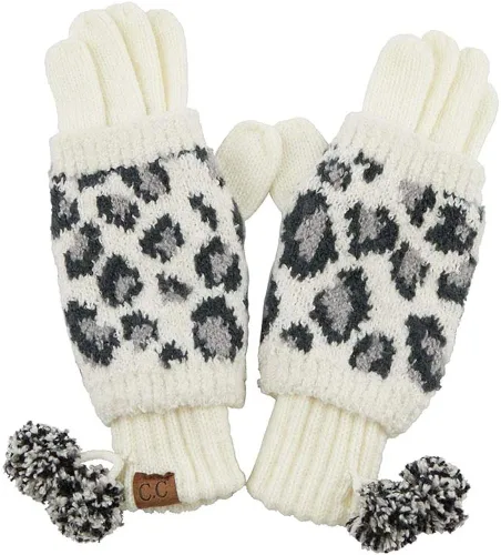 Vista 3 de ScarvesMe - Gorro de invierno para mujer, diseño de leopardo, 3 unidades, guantes y bufanda a juego