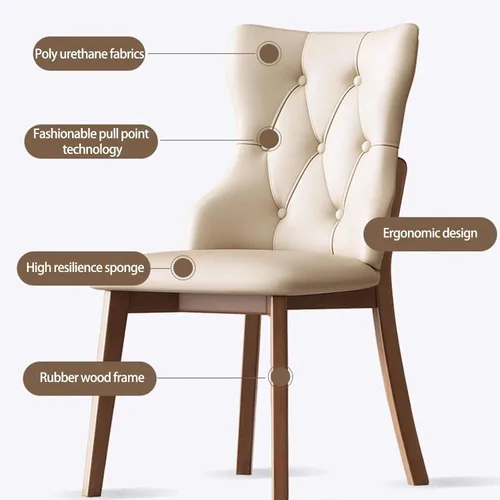 Vista 4 de Upholstered Dining Chairs with Backrest,Kitchen Chairs Leather,Living Room Chair with Wood Legs for Home, Restaurant, Hotel, Conference Room Grey