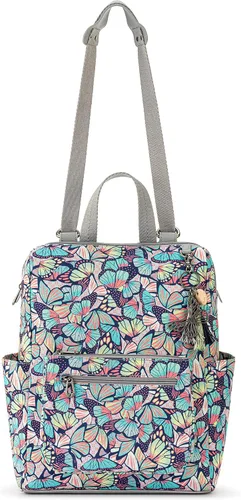 Vista 5 de Sakroots Loyola - Mochila para mujer de sarga ecológica, correa cruzada ajustable, bolsa multifuncional con compartimento para portátil, bolso