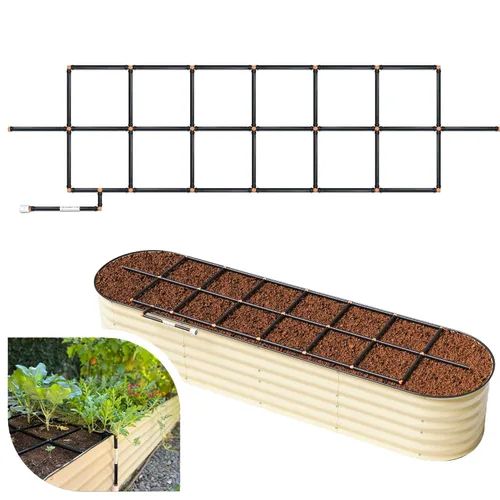 Vista 13 de Sistema de riego de rejilla de jardín, 2 x 4 sin esquinas, sistema de riego por goteo para camas de jardín, pero mejor, premontado, riega cada
