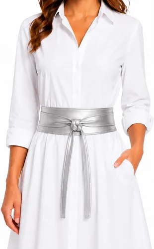 Vista 6 de Cinturón Obi de cuero para mujer, cintura ancha de 3 pulgadas, hecho a mano Beige
