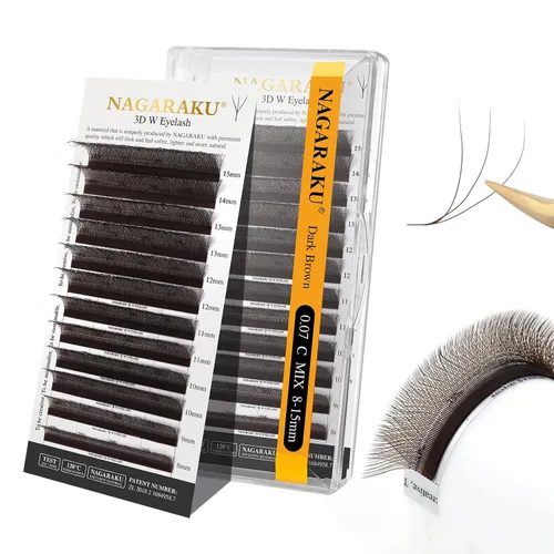 Vista 365 de NAGARAKU Extensiones de pestañas prefabricadas en abanico 3D W 0.05 C 0.315 0.05-C 3D W