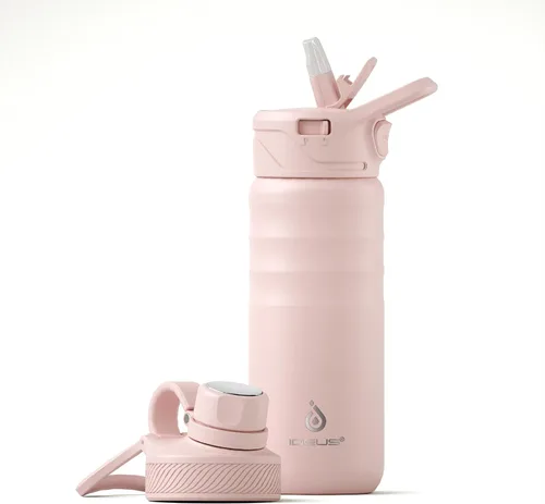 Vista 64 de IDEUS Botella de agua aislada de 12 onzas, botella de agua aislada de acero inoxidable para la escuela, botellas aisladas con pajitas a prueba