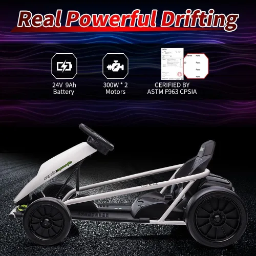 Vista 49 de Go Kart alimentado por batería de 24 V para niños de 8 a 15 años Azul