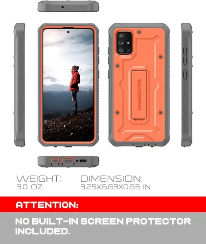 Vista 5 de ArmadilloTek Vanguard - Funda diseñada para Samsung Galaxy A51 4G, grado militar, cuerpo completo, resistente, con función atril sin protector
