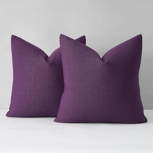 Vista 27 de Mixhug Juego de 2 fundas de almohada decorativas de lino para sofá y cama, cojín lumbar, color marrón claro, 12 x 20 pulgadas