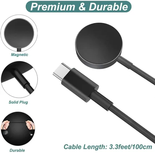 Vista 4 de Cargador para Samsung Watch - Galaxy Watch 7 Ultra/6/6 Classic/5/5 Pro/4/4 Classic/3/Active 2/Cable de carga activo con funda de aluminio (USB-C)