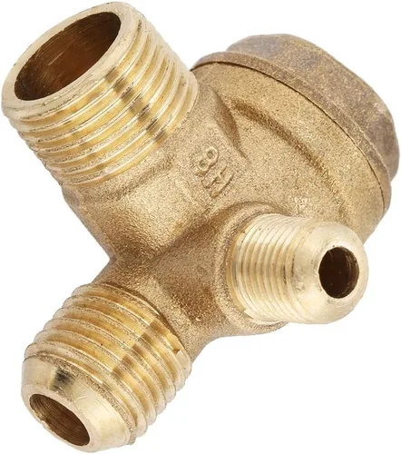 Vista 7 de Válvula de control del interruptor de presión del compresor de aire Latón Rosca macho de 90 grados 3 puertos Válvula de retención Tubo Conector