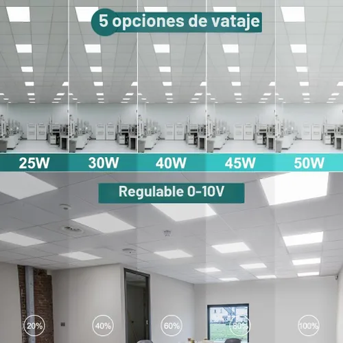 Vista 2 de kadision Luz LED de panel plano de 2 x 2, 50 W/45 W/40 W/30 W/25 W ajustable, 5000 K/4000 K/3500 K seleccionable, 5500LM 0-10V luces de techo