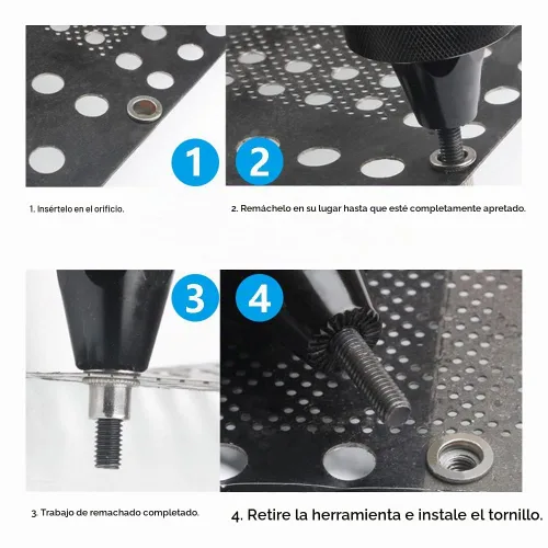 Vista 3 de Kit surtido de tuercas de remache de acero inoxidable de 50 piezas, tuercas de remache de acero inoxidable 1/4"-20 Plateado