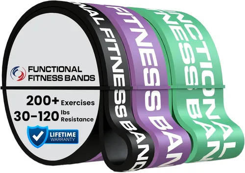 Vista 6 de Rubberbanditz Juego de 3 bandas de asistencia para dominadas por Functional Fitness. Bandas de entrenamiento de resistencia y asistencia resistentes
