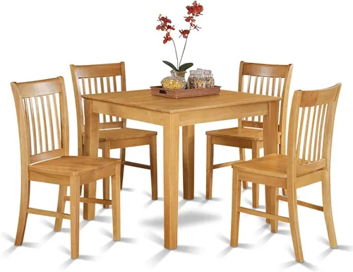 Vista 8 de East West Furniture OXNO5-LWH-W - Juego de comedor de 5 piezas, incluye una mesa cuadrada y 4 sillas de comedor de cocina, 36 x 36 pulgadas