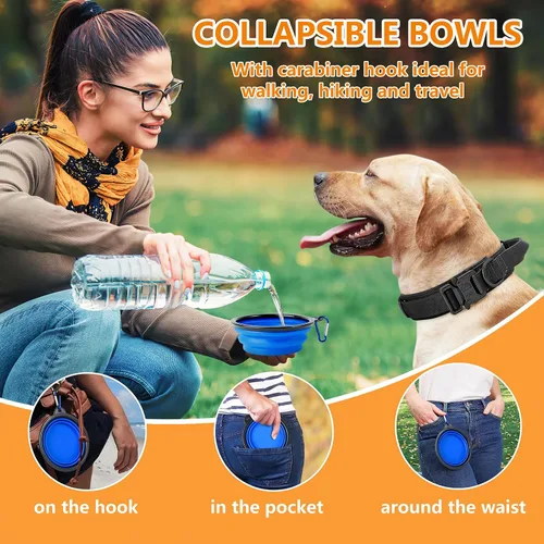 Vista 6 de HYDEME Collar táctico ajustable para perro, collar de nailon de entrenamiento militar con mango de control y hebilla de metal pesado para perros