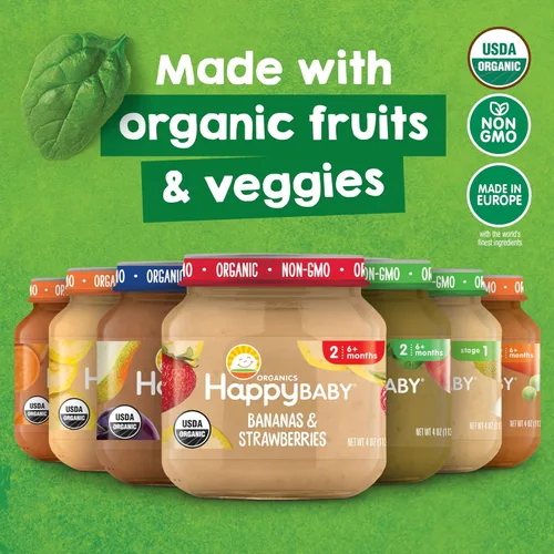 Vista 7 de Happy Baby Alimento orgánico para bebés de zanahorias etapa 1, 4 onzas