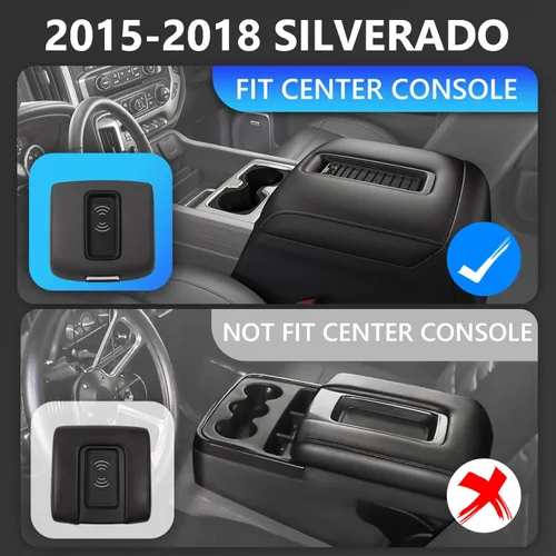 Vista 2 de Xipoo Cargador inalámbrico compatible con Chevy Silverado 2015-2018 de 15 W de carga rápida, almohadilla de cargador inalámbrico de consola