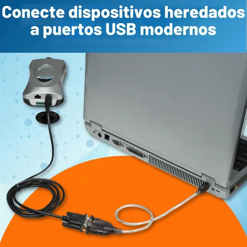 Vista 2 de Manhattan Convertidor adaptador serie USB a RS232 – Cable largo de 18 pulgadas, 24 AWG, conecta el dispositivo serie a un puerto USB, chipset FTDI