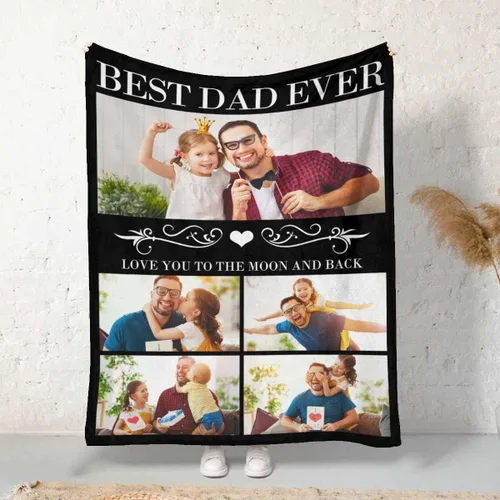 Vista 48 de InterestPrint Manta personalizada para papá de parte de hija e hijo, manta de cama personalizada con el texto "Best Dad Ever" con Love You Daddy, 7