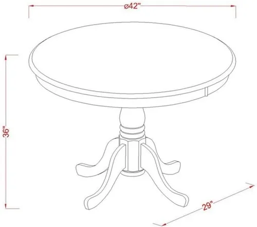 Vista 5 de East West Furniture TRFA5-BLK-W - Juego de pub de 5 piezas de altura de mostrador que incluye una mesa redonda de comedor y 4 sillas de cocina, 42 x