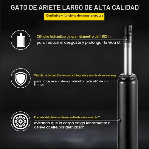 Vista 4 de VEVOR Gato hidráulico de brazo largo, con bomba de pistón individual y base de horquilla, recogedor manual de cereza con mango, para grúas