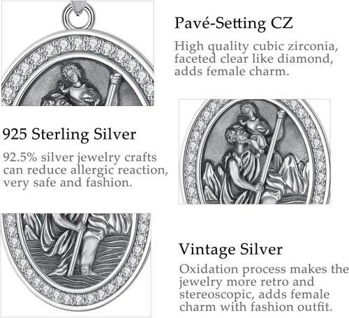 Vista 218 de CELESTIA Medallas de plata de ley 925 San Miguel/San Cristóbal/San Benito/San Gabriel/Virgen María/Jesús/Caravaca/Metatrón/Sello de los Siete