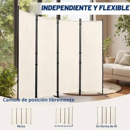 Vista 6 de Pantalla de pared divisora de habitación de 4 paneles de ancho para Beige