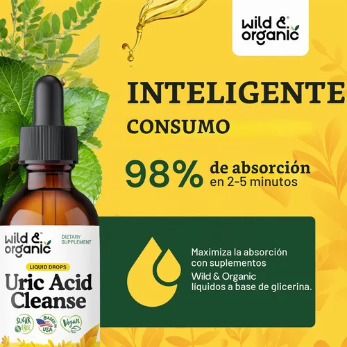 Vista 4 de Wild & Organic Gotas de limpieza de ácido úrico: cereza ácida, cúrcuma