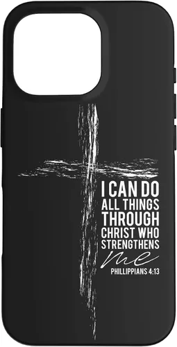 Vista 16 de iPhone 12 mini versículo religioso cruz teléfono casos hombres papá Filipenses 4:13 caso
