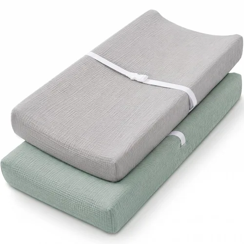 Vista 12 de Pro Goleem Funda de muselina para cambiador de pañales para niños y niñas, suave y transpirable, de algodón, para cambiador, color neutro, 1 paquete