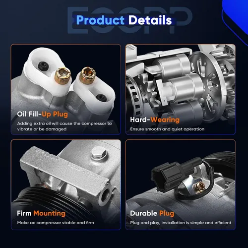 Vista 3 de ECCPP Compresor de aire acondicionado 2003-2008 para Infiniti FX35 3.5L 2003-2006 para Infiniti G35 3.5L A/C Compresor