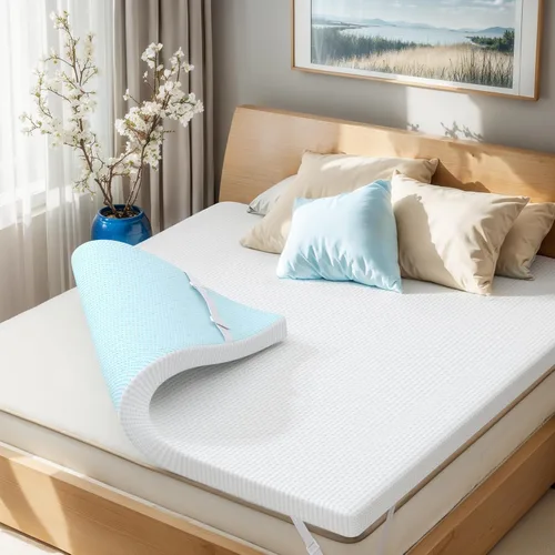 Vista 11 de Subrtex Cubrecolchón de espuma viscoelástica, cubrecolchón de espuma viscoelástica con infusión de gel de 3 pulgadas, cubrecolchón de espuma