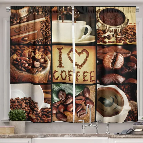 Vista 28 de Ambesonne Cortinas rústicas de cocina, recetas temáticas de verduras para chef, tablones de madera rústica, imagen de arte, cortinas de ventana