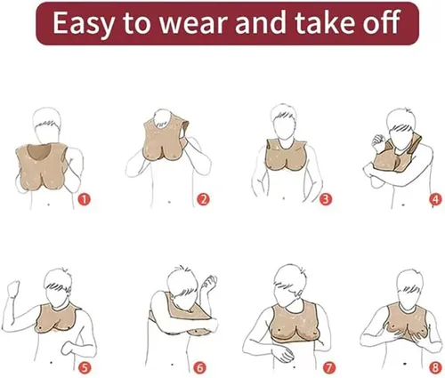 Vista 7 de WQCZ Chaleco falso del pecho del silicón, falso pectoral del hombre del pecho del pecho del hombre de las almohadillas para cosplay traje
