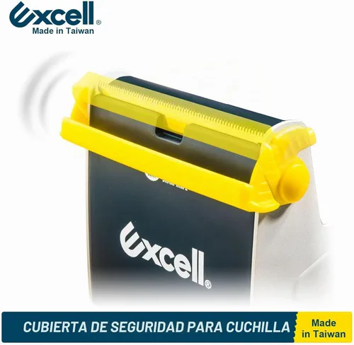 Vista 2 de Excell ET-337 Dispensador de Cinta de Escritorio de Acero para Trabajo Pesado (3 Pulgadas de Ancho) con Cubierta de Hoja de Seguridad, Dispensador