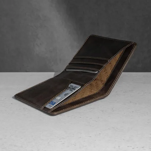Vista 3 de TORRO - Cartera de piel para hombre (bloqueo RFID, 5 ranuras para tarjetas de crédito) 1 compartimento para efectivo con forro de microfibra perfil