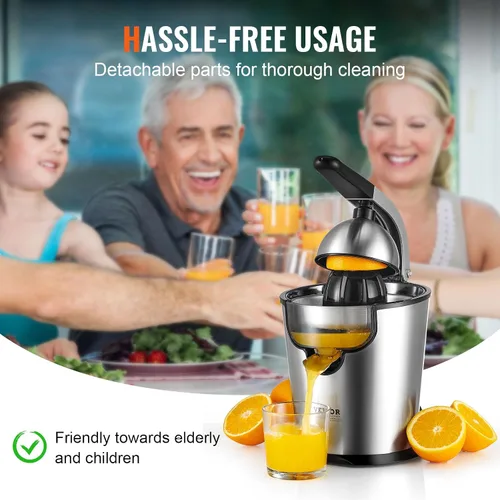 Vista 6 de VEVOR Exprimidor eléctrico de cítricos, exprimidor de jugo de naranja con conos de jugo de dos tamaños, máquina de jugo de naranja de acero