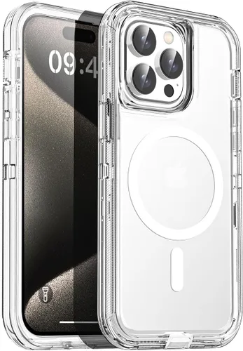 Vista 25 de AICase Funda transparente para iPhone 16e/13/iPhone 14, compatible con MagSafe 3 en 1, resistente protección contra caídas, cuerpo completo, a
