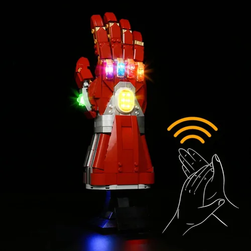 Vista 5 de VONADO Kit de luz LED compatible con Lego Nano Gauntlet 76223, iluminación de bricolaje compatible con Iron Man Gauntlet Lego 76223