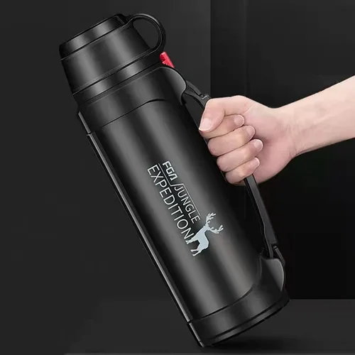 Vista 6 de Botella de vacío de acero inoxidable, hervidor portátil aislado para bebidas calientes y frías, taza de café de viaje portátil para automóvil