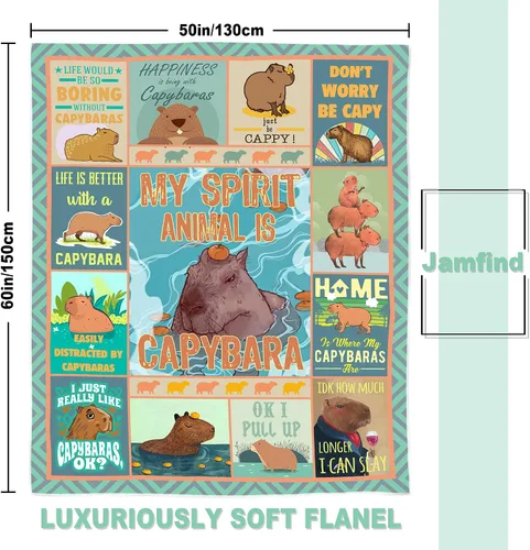 Vista 4 de Capybara - Regalos de Capybara, manta de cumpleaños de 60 x 50 pulgadas, regalo Capibara para niñas, niños, mujeres, hombres, decoraciones de fiesta
