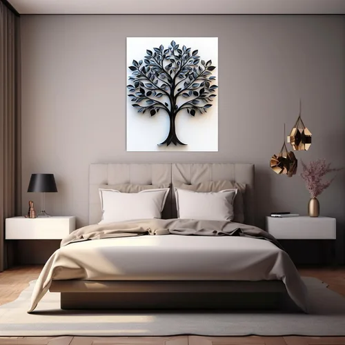 Vista 2 de VOCBAN Tree of Life Canvas Wall Art Tree Decor Painting Artwork for Office Kitchen Bathroom Dining Room Office Home Decor Dormitory(black black 74