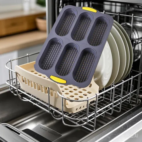 Vista 4 de MUJUZE Molde para bollo de perro caliente, molde de pan de 6 cavidades, molde de silicona para bollos de perro caliente, antiadherente y resistente