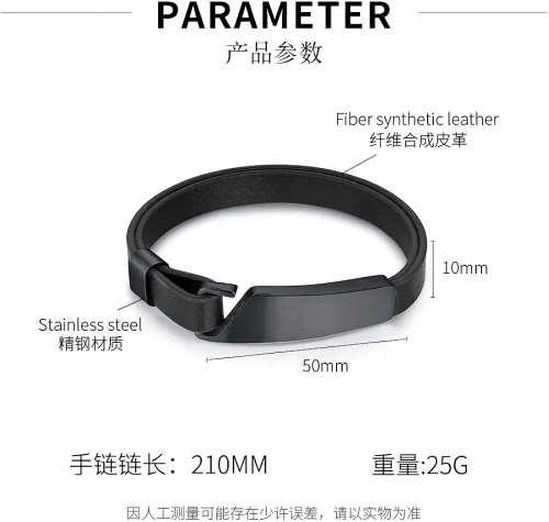 Vista 2 de QINGDUO - Pulseras de alerta médica grabadas personalizadas para mujeres y hombres, pulsera médica de acero inoxidable + cuero, pulsera médica