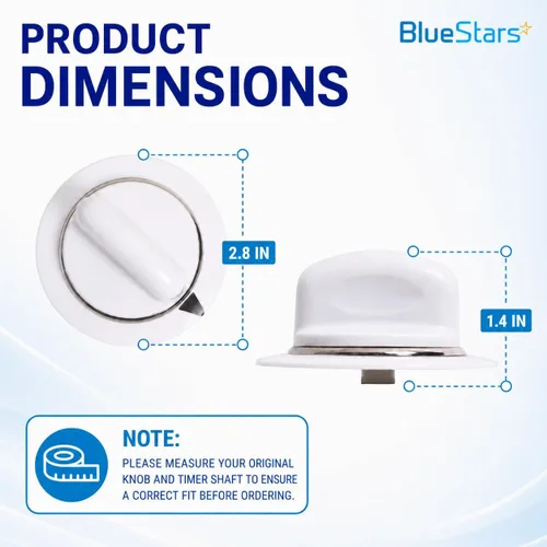 Vista 2 de BlueStars WE1M654 - Pomo temporizador para secadora con anillo de metal reforzado, compatible con secadores GE y Hotpoint, reemplaza a AP3995098