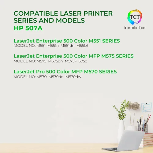Vista 2 de TCT Paquete de 4 cartuchos de tóner 507A – Reemplazo compatible para HP 507A CE400A CE401A CE402A CE403A funciona con impresoras HP LaserJet
