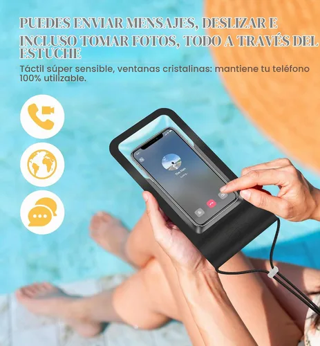 Vista 3 de HiRui - Bolsa universal impermeable para teléfono, negro, grande