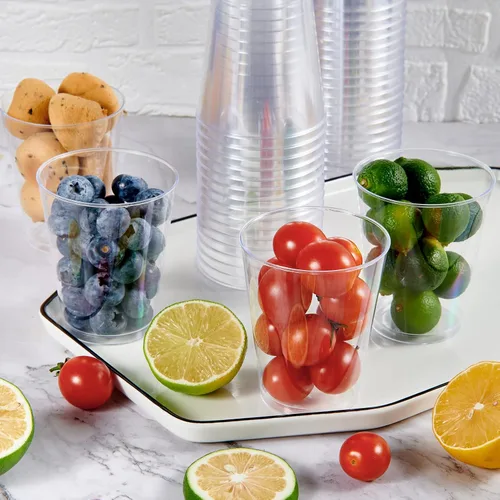 Vista 5 de JOLLY CHEF Vasos de plástico desechables transparentes de 8 onzas, paquete de 200 vasos de plástico transparente resistentes perfectos para bodas
