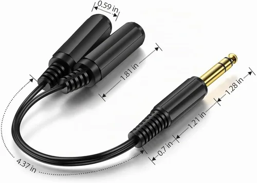 Vista 3 de ICESPRING 1/4" 6.35mm Enchufe estéreo macho a doble conector hembra de 1/4