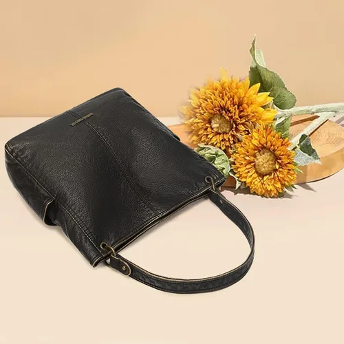 Vista 2 de Montana West Stone Washed Leather Hobo Purses for Women Soft Top Handle Shoulder Bag with Wallet 2PCS Set