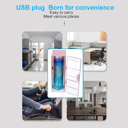 Vista 6 de Mini refrigerador – Mini refrigerador portátil con cable USB de 3.9 ft y almohadilla de silicona, refrigerador compacto para el hogar, dormitorio